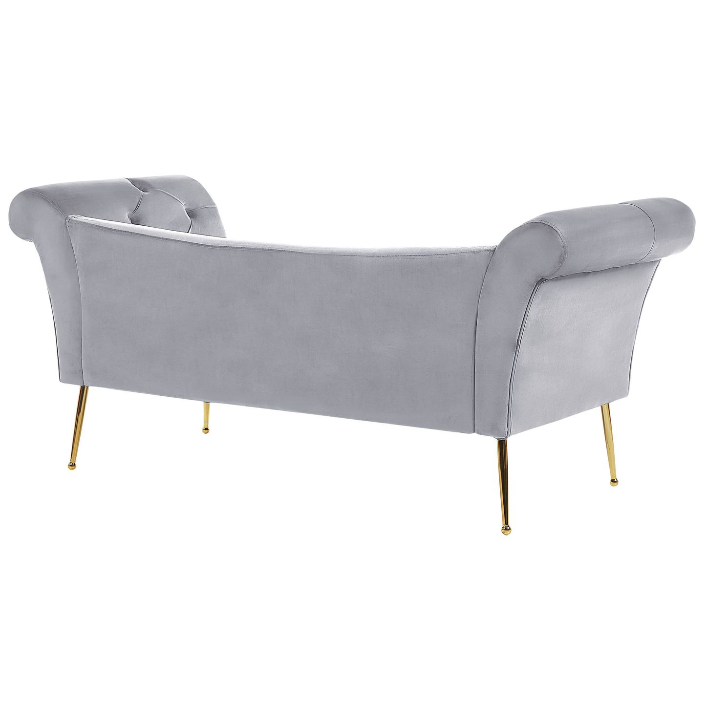Chaiselongue Samtstoff hellgrau / gold NANTILLY