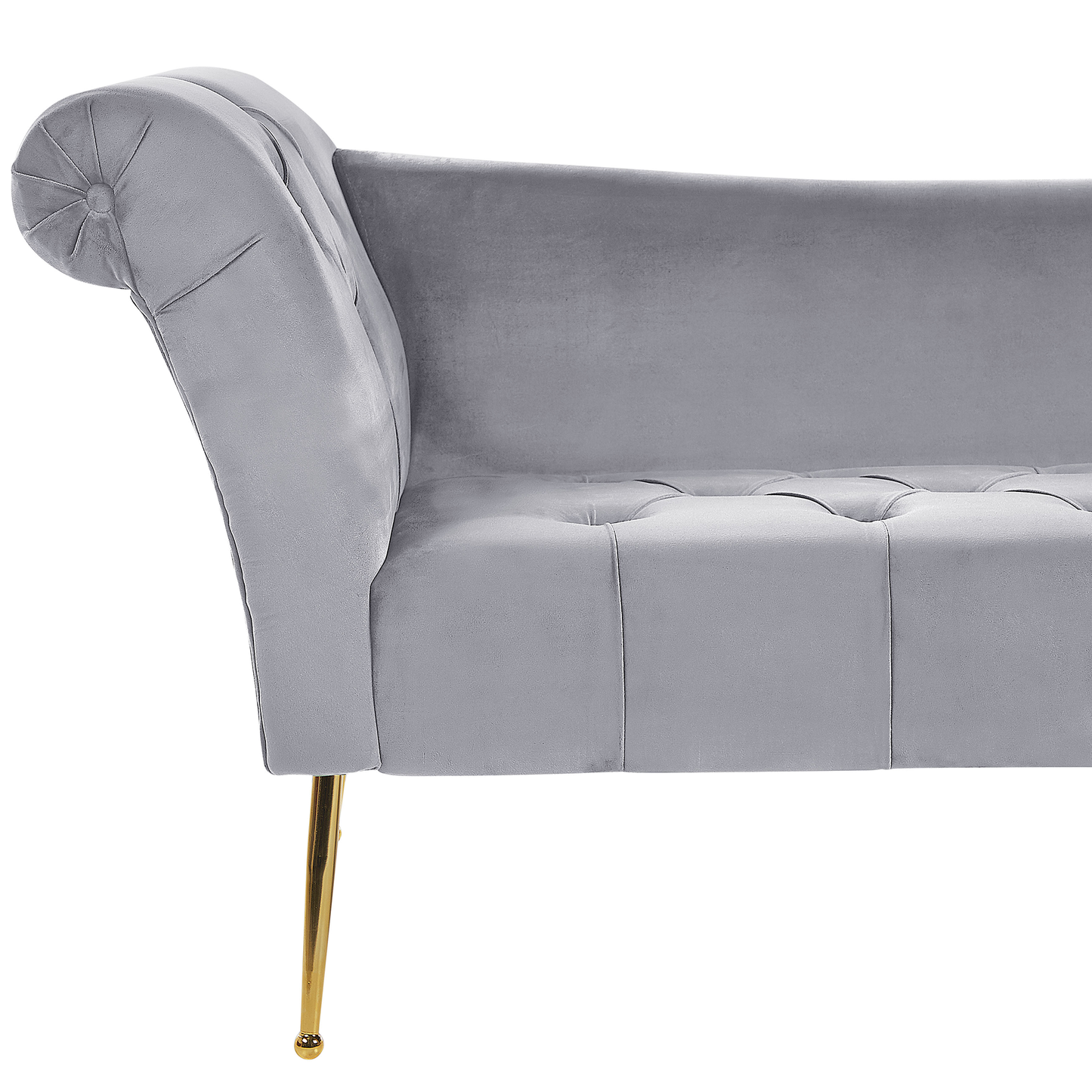 Chaiselongue Samtstoff hellgrau / gold NANTILLY