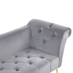 Chaiselongue Samtstoff hellgrau / gold NANTILLY