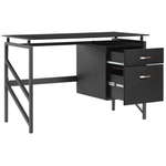 Schreibtisch schwarz Glasplatte 117 x 57 cm 2 Schubladen MORITON