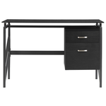 Schreibtisch schwarz Glasplatte 117 x 57 cm 2 Schubladen MORITON