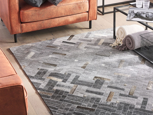 Teppich Leder grau 140 x 200 cm Kurzflor DARA