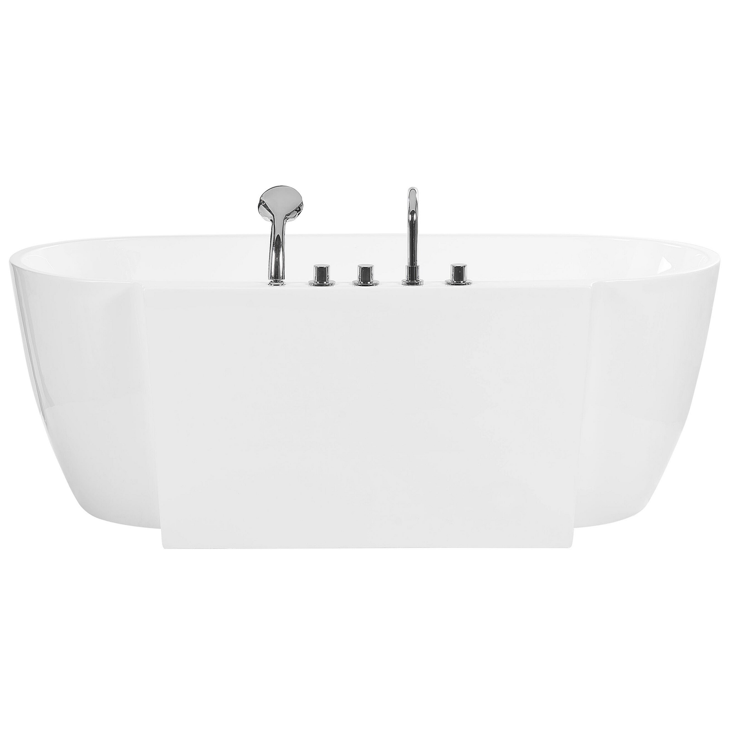 Badewanne freistehend weiss mit Armatur oval 170 x 80 cm ROTSO