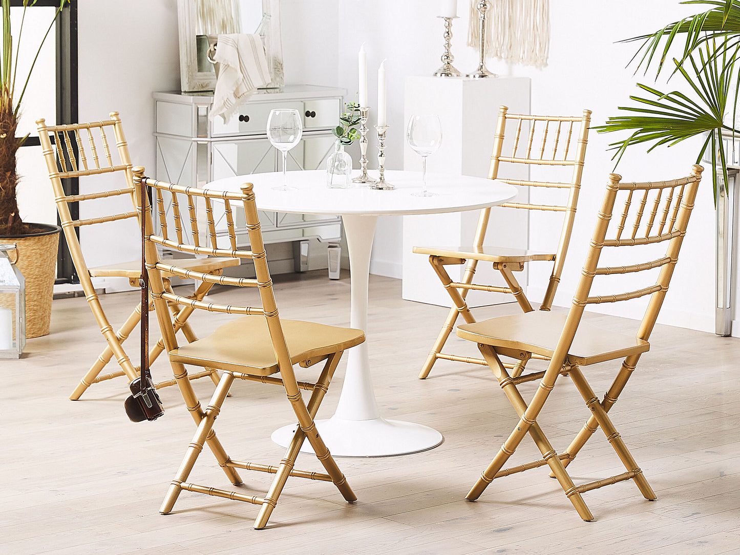 Esszimmerstuhl 4er Set klappbar MACHIAS Buchenholz Gold