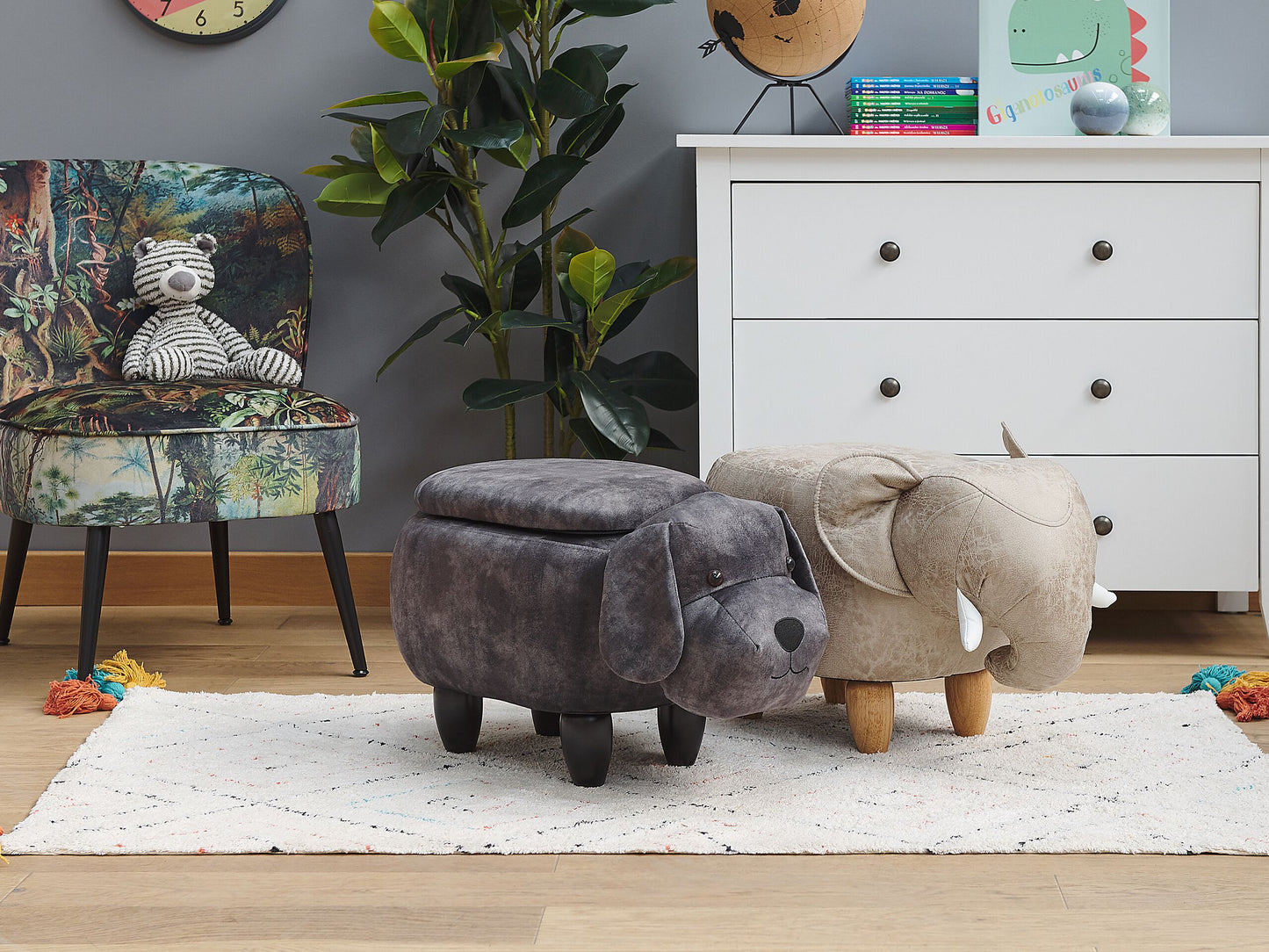 Hocker Samtstoff mit Stauraum dunkelgrau DOGGY