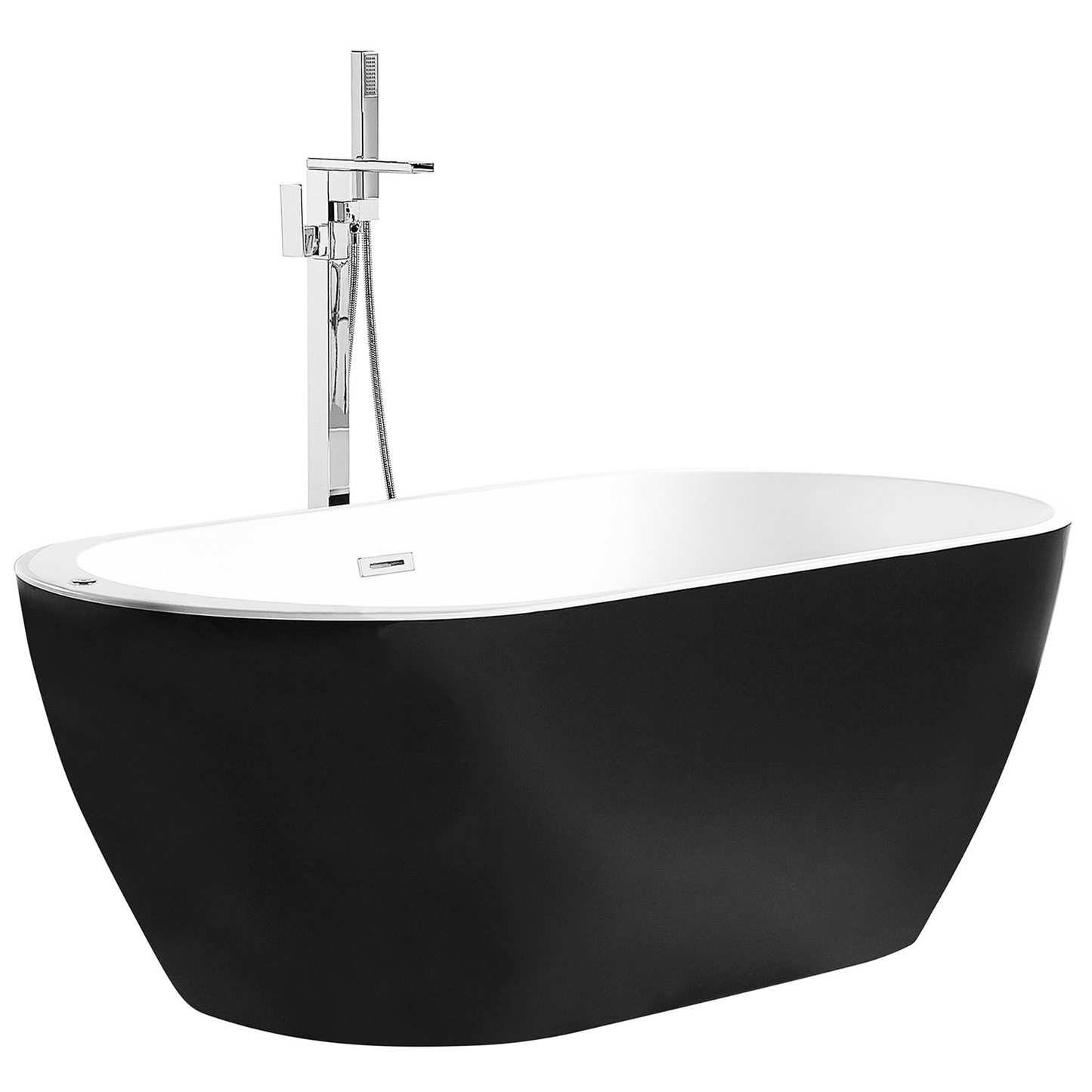 Whirlpool Badewanne freistehend schwarz mit LED 170 x 80 cm NEVIS