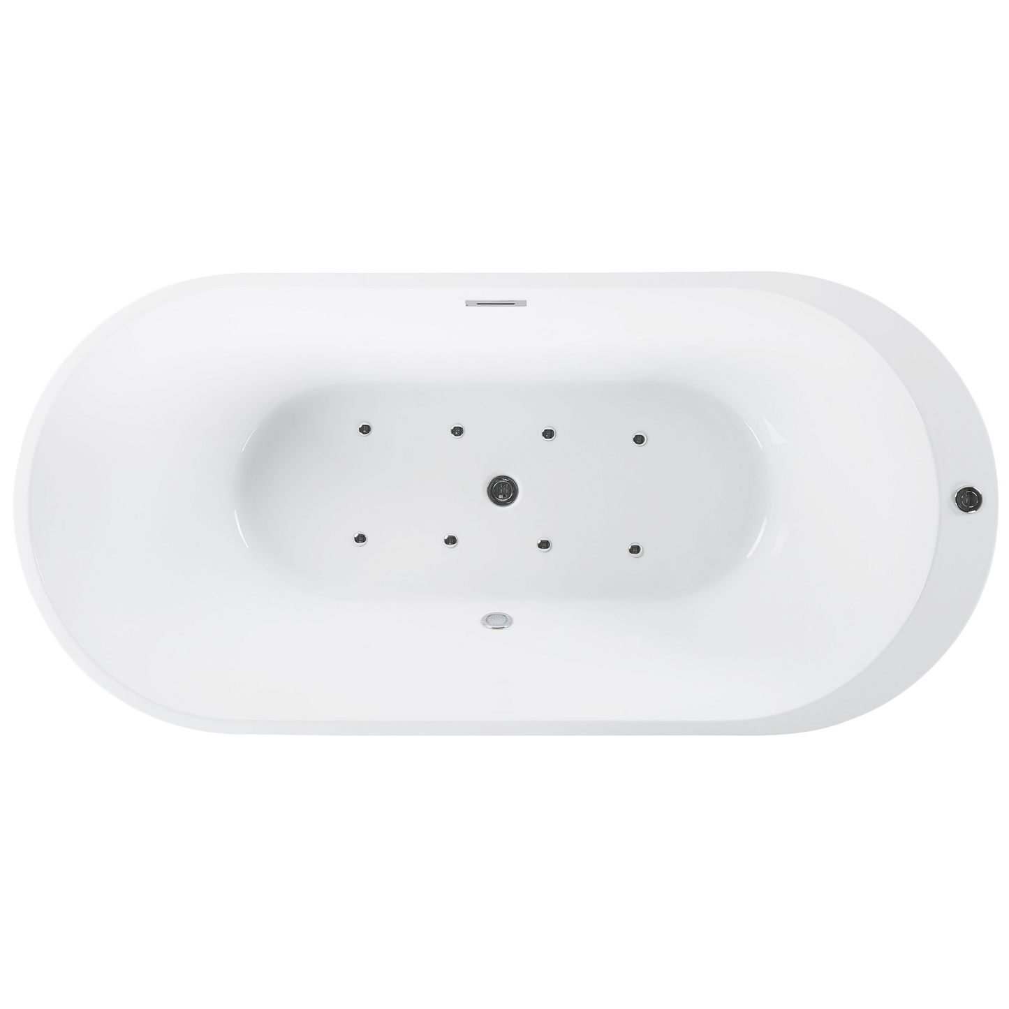 Whirlpool Badewanne freistehend schwarz mit LED 170 x 80 cm NEVIS