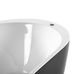 Whirlpool Badewanne freistehend schwarz mit LED 170 x 80 cm NEVIS