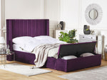 Bett mit Stauraumbank Samtstoff NOYERS 140 x 200 cm Purpur