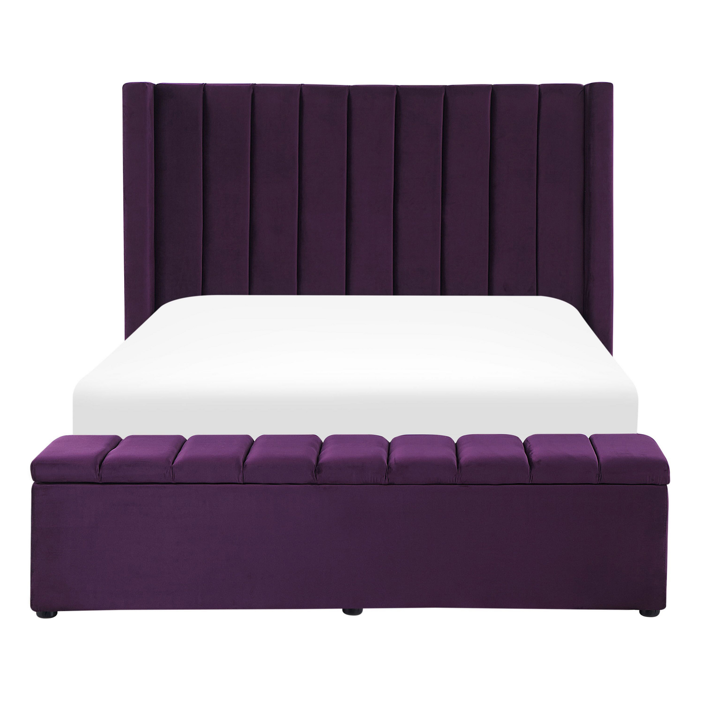 Bett mit Stauraumbank Samtstoff NOYERS 140 x 200 cm Purpur