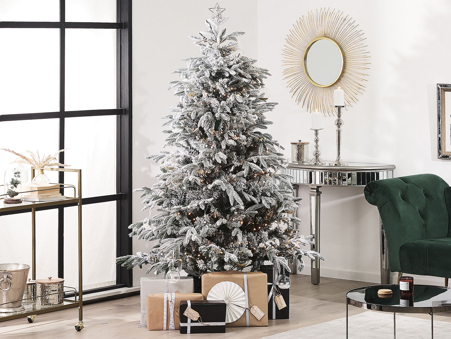 Künstlicher Weihnachtsbaum schneebedeckt 180 cm weiss BASSIE