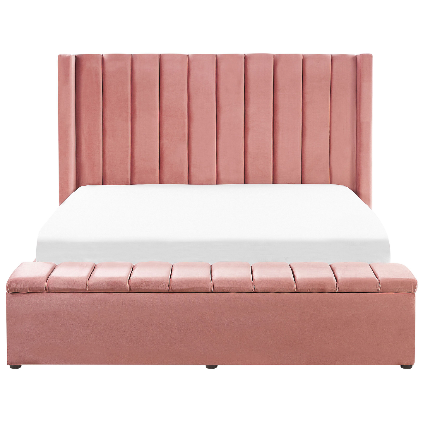 Polsterbett Samtstoff rosa mit Stauraum 180 x 200 cm NOYERS