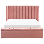 Polsterbett Samtstoff rosa mit Stauraum 180 x 200 cm NOYERS