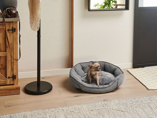 Tierbett CANDIR Leinen Grau