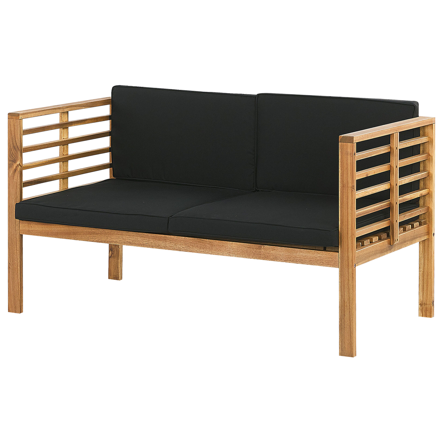 Lounge Set mit Tisch 4-Sitzer PACIFIC Akazienholz Schwarz