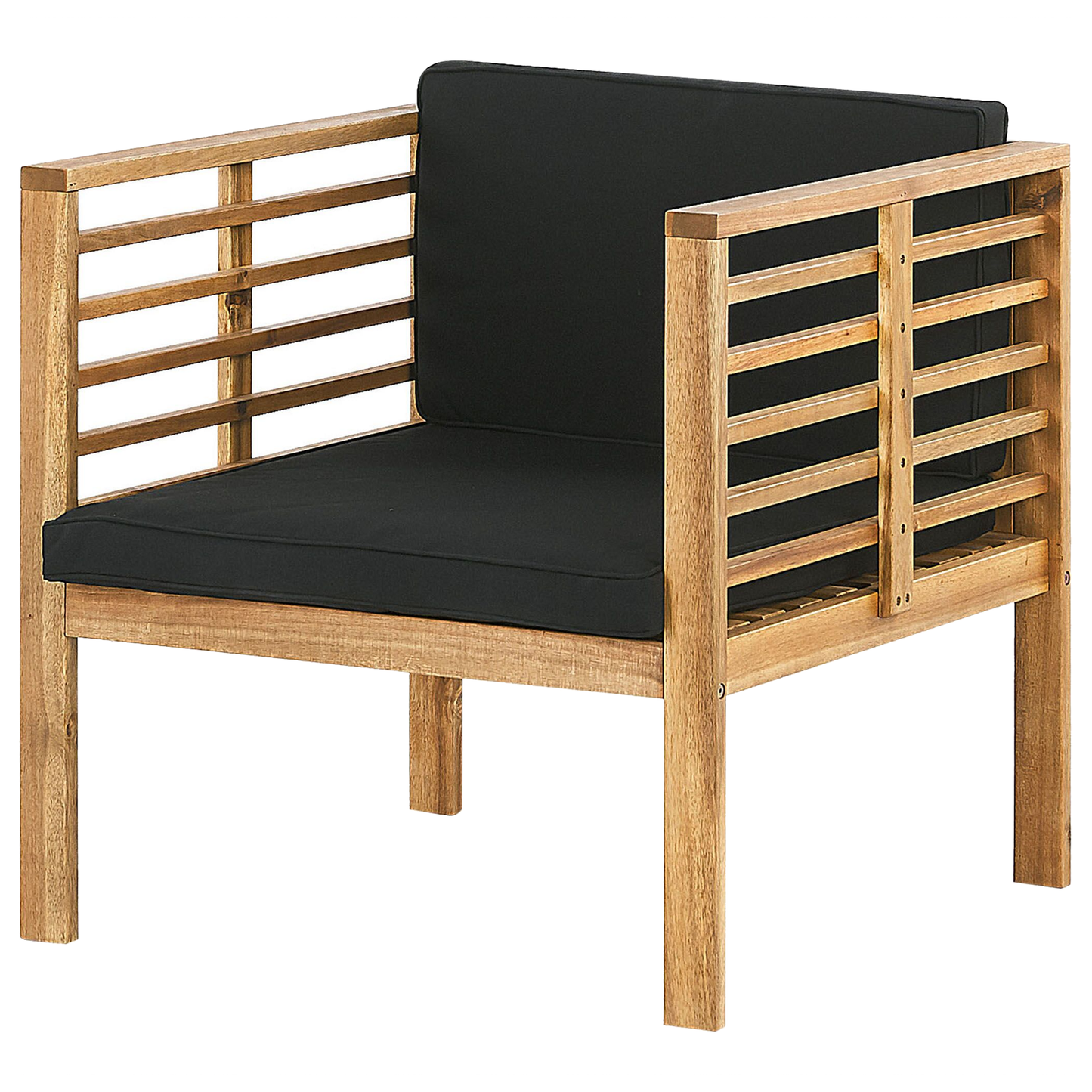 Lounge Set mit Tisch 4-Sitzer PACIFIC Akazienholz Schwarz