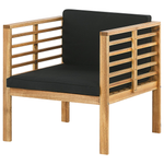 Lounge Set mit Tisch 4-Sitzer PACIFIC Akazienholz Schwarz
