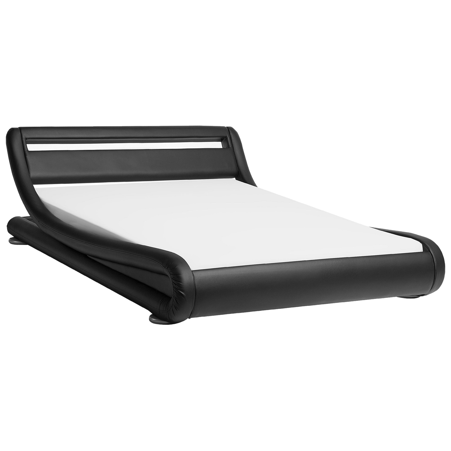 Wasserbett Kunstleder schwarz 140 x 200 cm mit LED-Beleuchtung AVIGNON