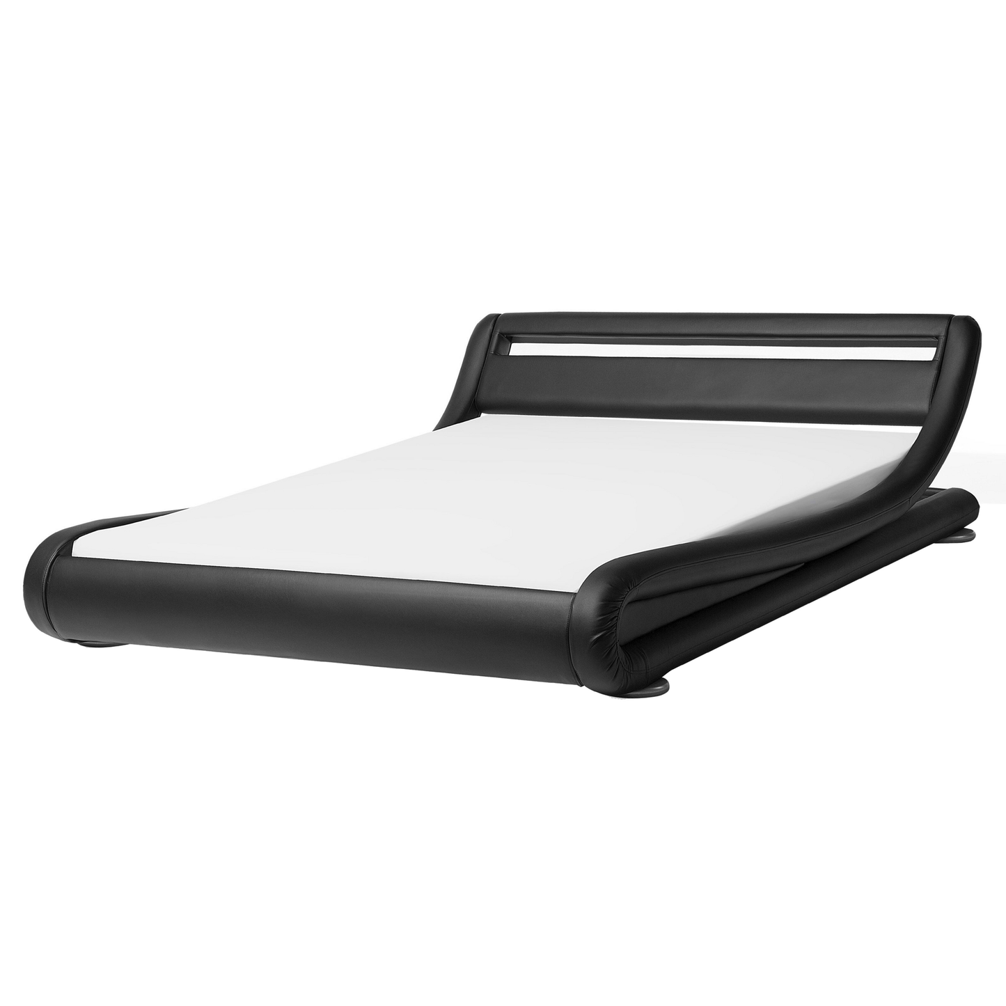 Wasserbett Kunstleder schwarz 160 x 200 cm mit LED-Beleuchtung AVIGNON