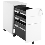 Aktenschrank Metall weiss 3 Schubladen mit Rollen BOLSENA