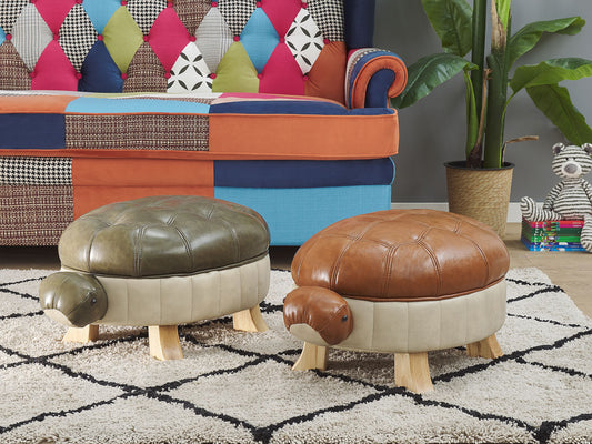 Hocker Kunstleder braun Schildkrötenform Tierhocker TURTLE