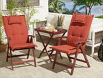 Bistro Set mit Kissen Holz Dunkelrot TOSCANA