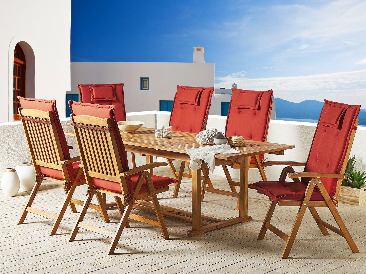 Sitzauflagen 6er Set TOSCANA 50 x 70 cm Dunkelrot