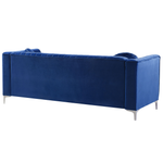 Ecksofa Samtstoff linksseitig marineblau 3-Sitzer TIMRA