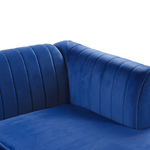 Ecksofa Samtstoff linksseitig marineblau 3-Sitzer TIMRA
