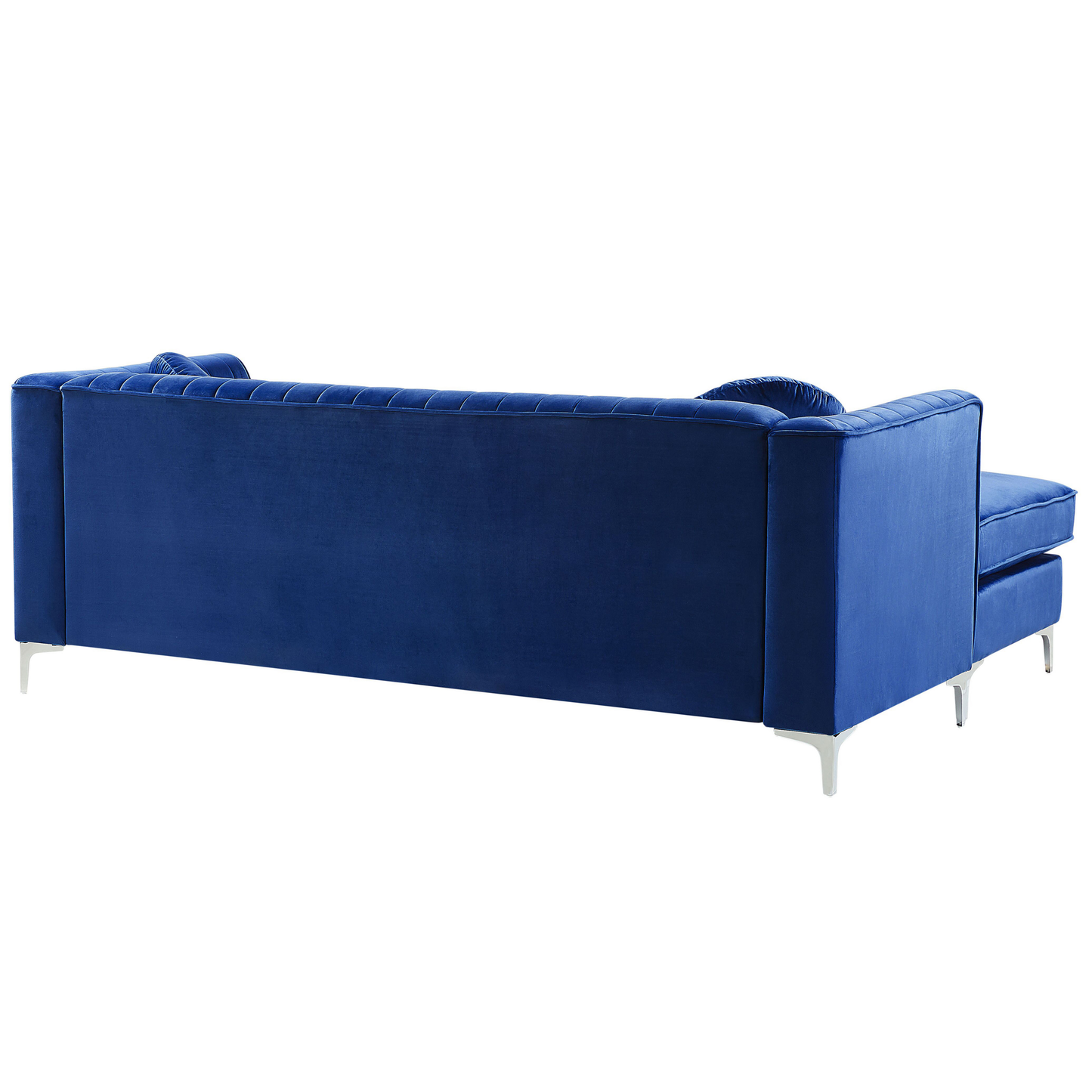 Ecksofa Samtstoff rechtsseitig marineblau 3-Sitzer TIMRA