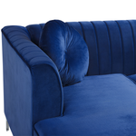 Ecksofa Samtstoff rechtsseitig marineblau 3-Sitzer TIMRA