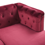 Ecksofa Samtstoff linksseitig burgunderrot FLEN