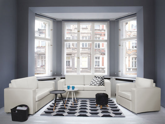 Sofa Set Leder weiss 6-Sitzer HELSINKI