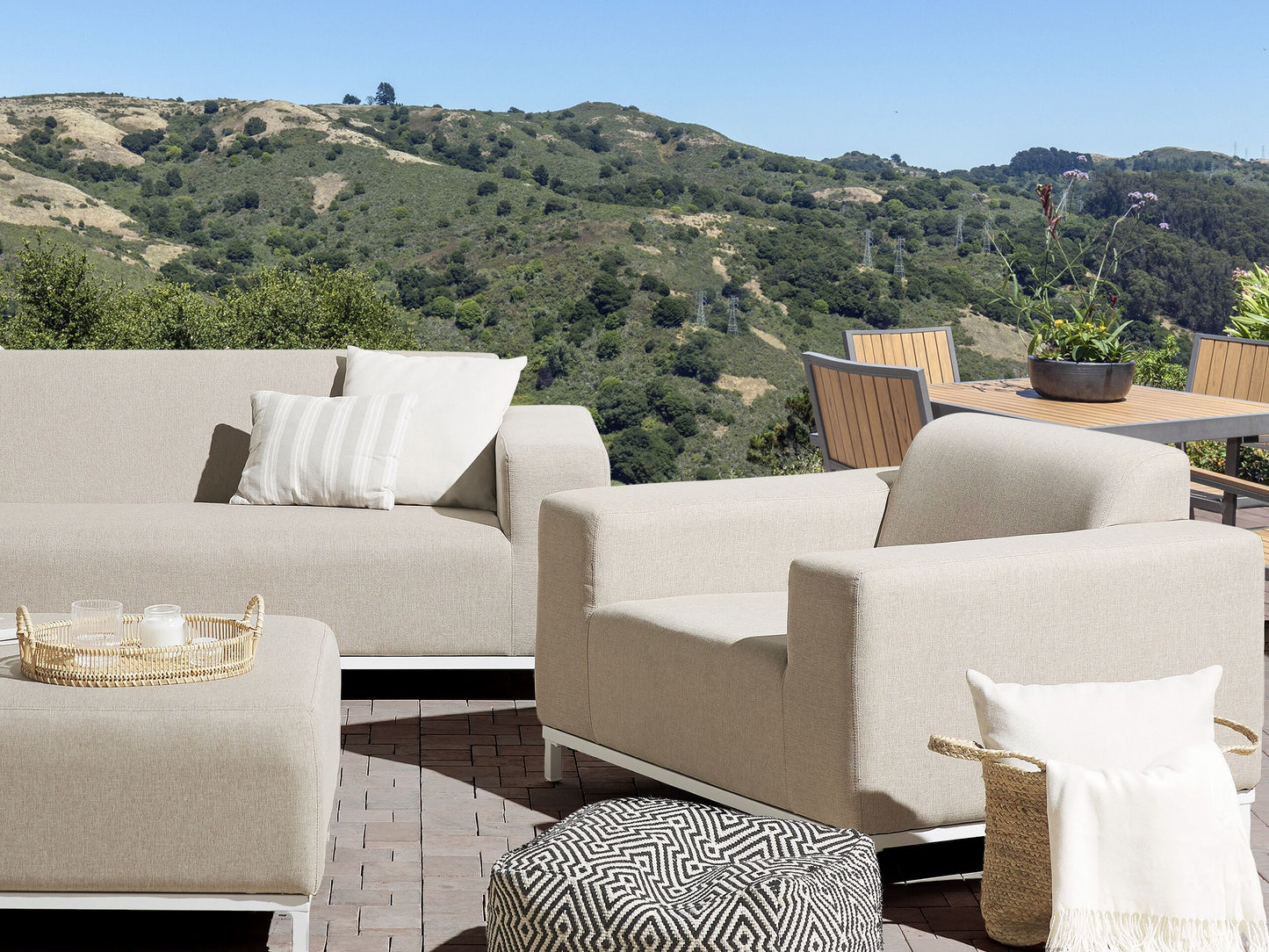 Gartensessel 2er Set ROVIGO Stoff Beige