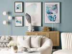 Wandbild mit Rahmen AGENA Blumenmuster 60 x 80 cm Blau