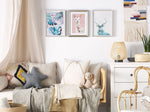Wandbild mit Rahmen AGENA Blumenmuster 30 x 40 cm Blau