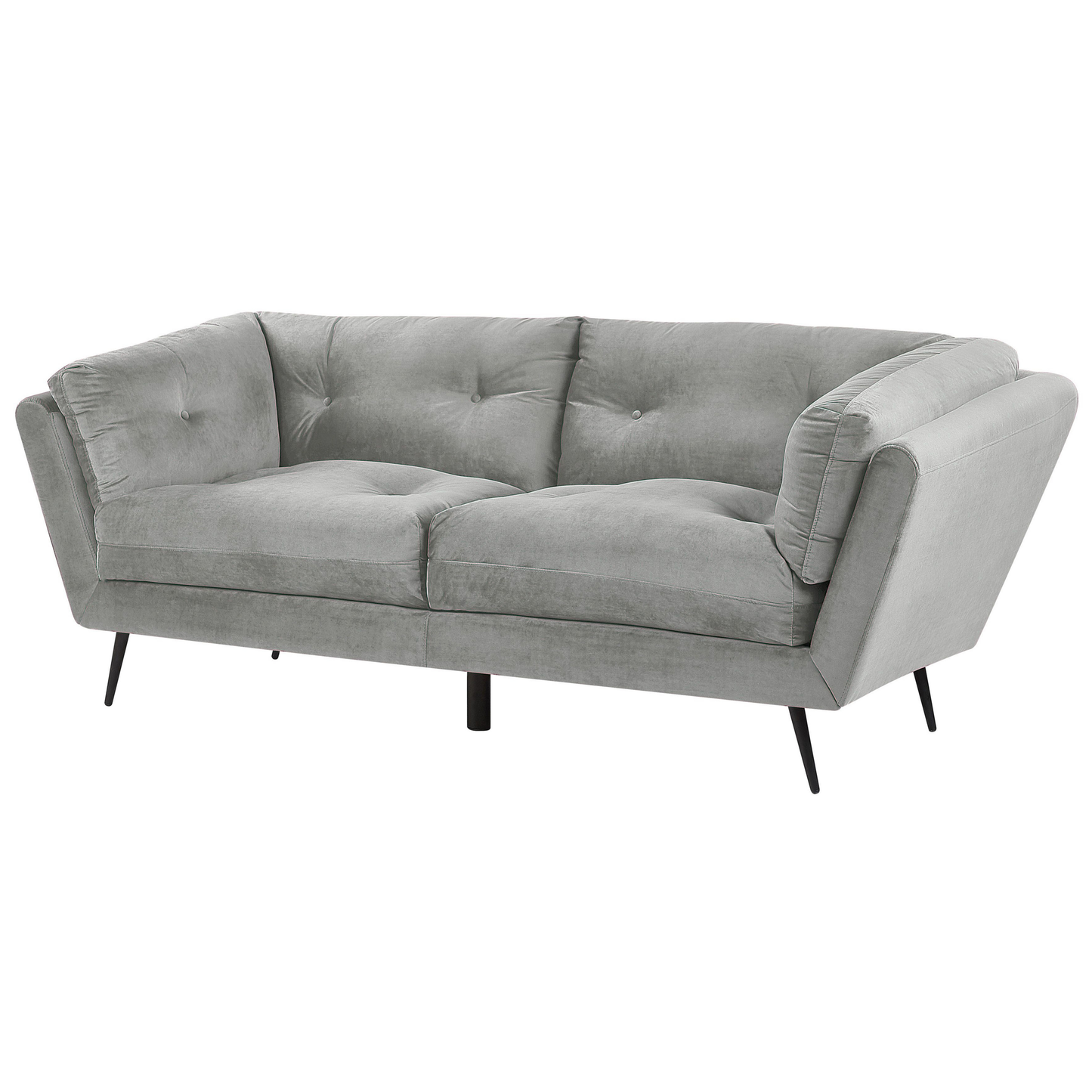 3-Sitzer Sofa Samtstoff grau mit Knöpfen LENVIK