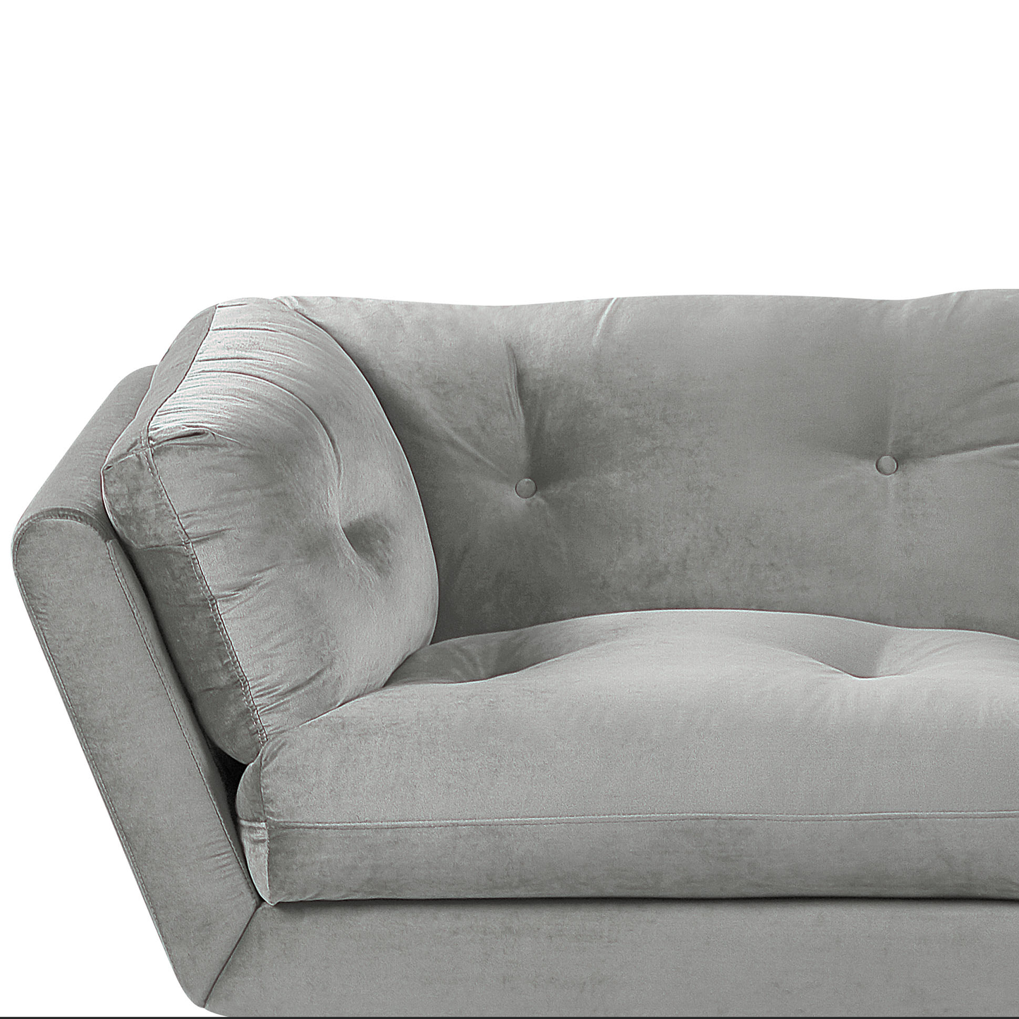 3-Sitzer Sofa Samtstoff grau mit Knöpfen LENVIK