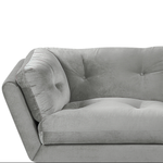 3-Sitzer Sofa Samtstoff grau mit Knöpfen LENVIK