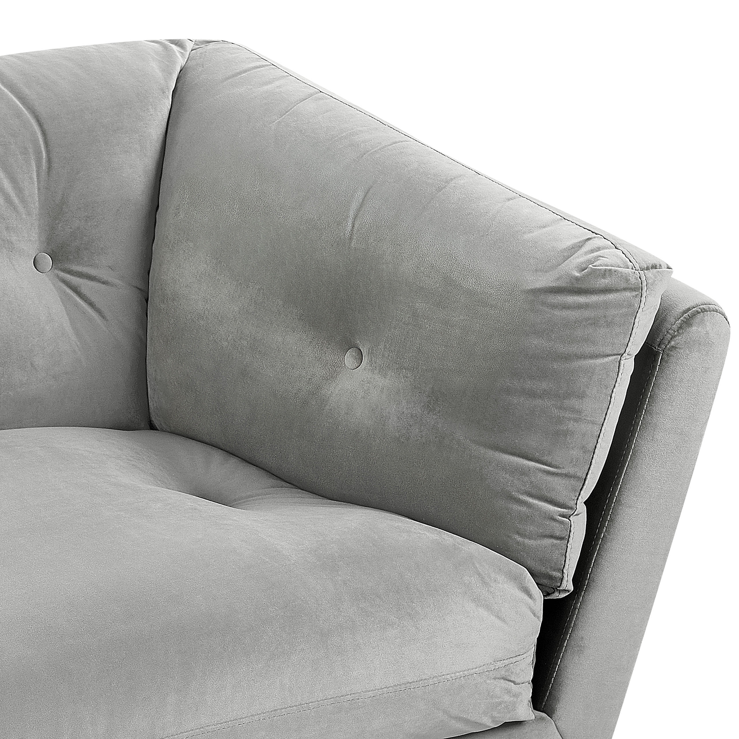 3-Sitzer Sofa Samtstoff grau mit Knöpfen LENVIK