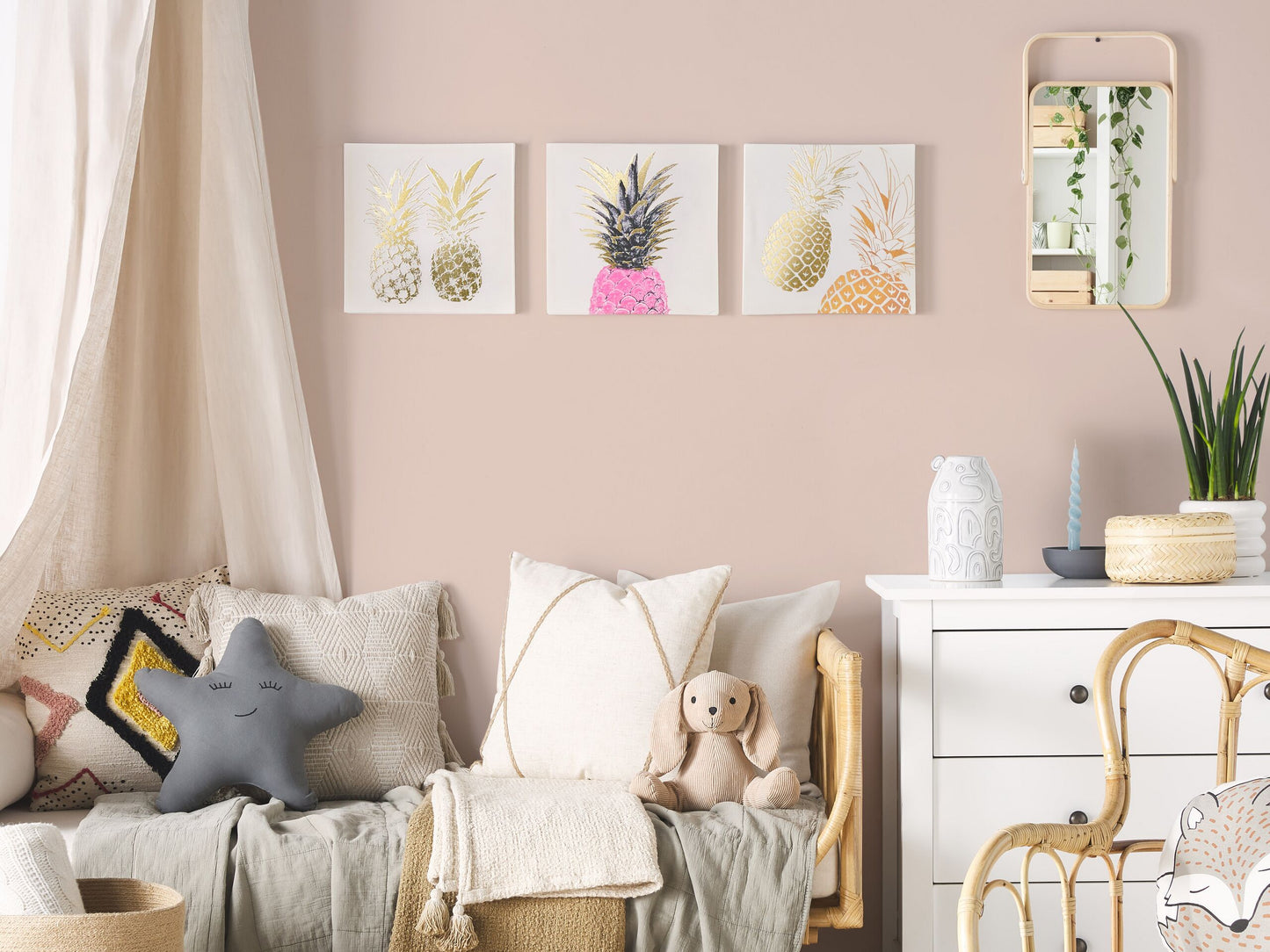 Leinwand 3er Set APESIKA Naturmotiv 30 x 30 cm Gold