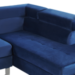 Ecksofa Samtstoff marineblau linksseitig 5-Sitzer NORREA