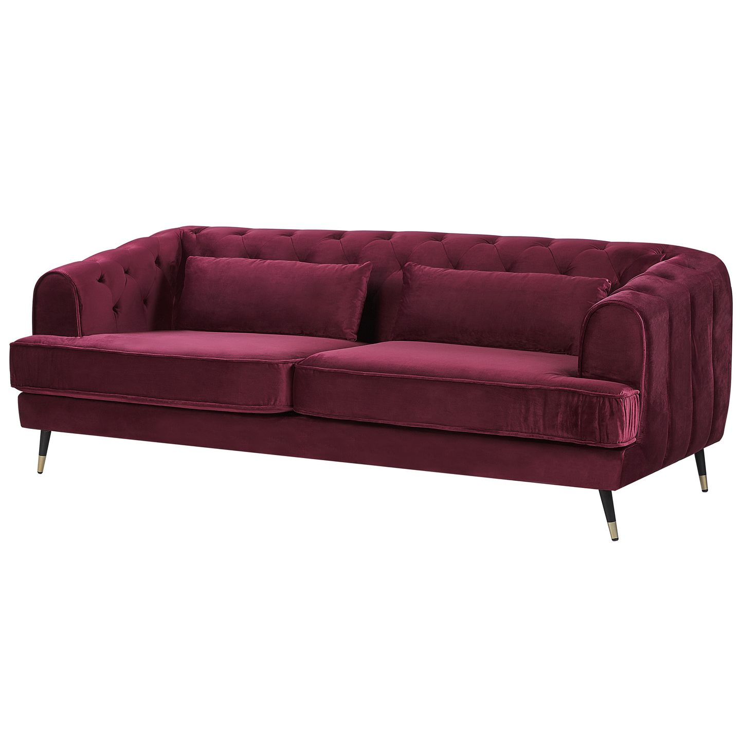 3-Sitzer Sofa Samtstoff burgunderrot SLETTA