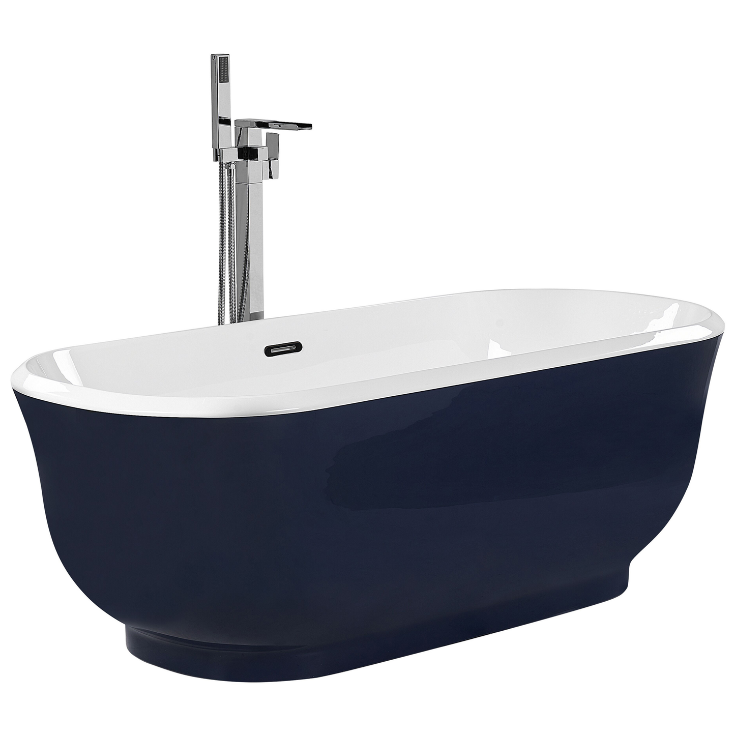 Badewanne freistehend marineblau oval 170 x 77 cm TESORO