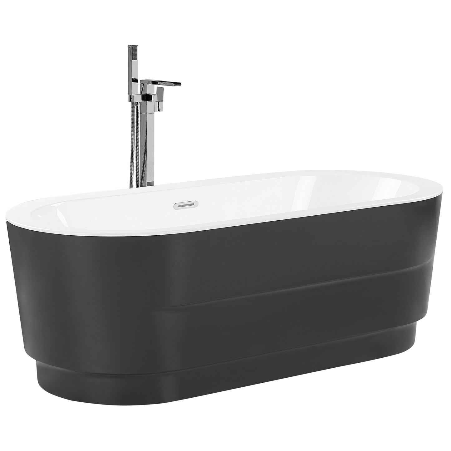 Badewanne freistehend schwarz oval 170 x 80 cm EMPRESA