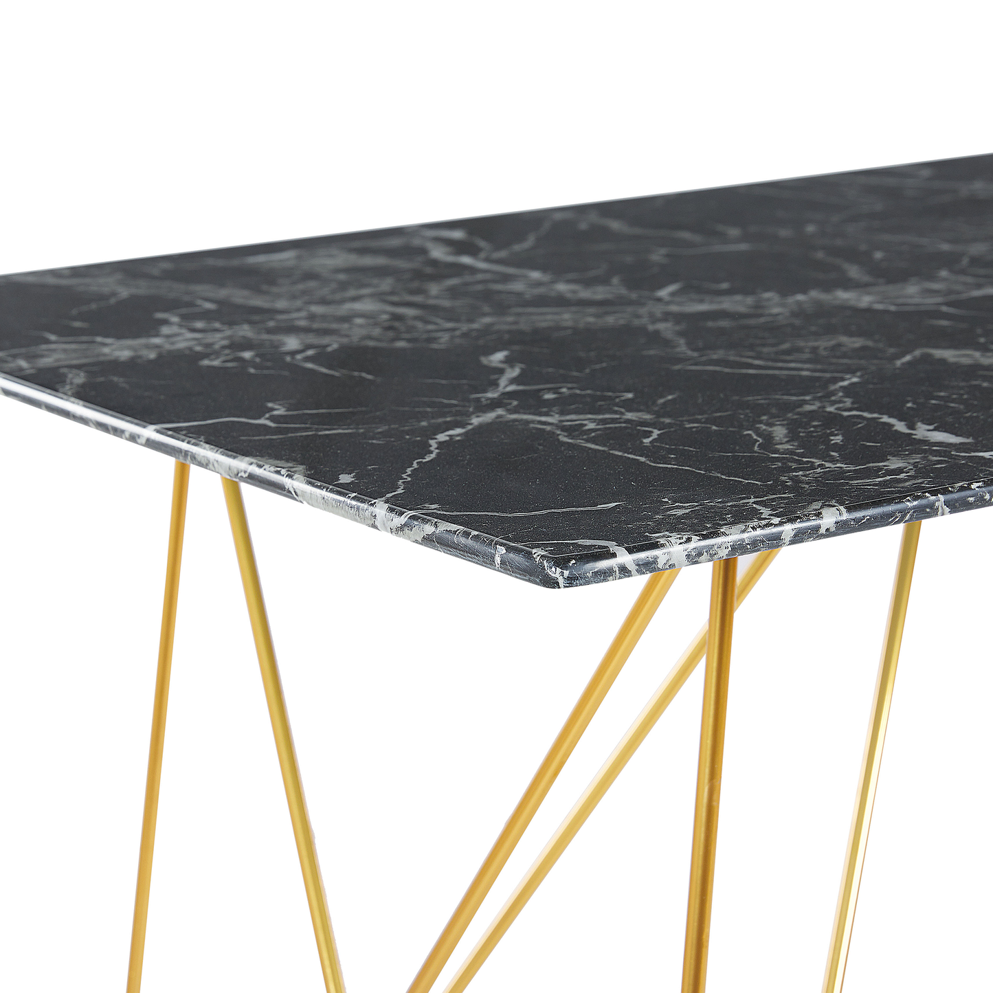 Esstisch KENTON Schwarzer Marmor 140 cm 80 cm Sicherheitsglas
