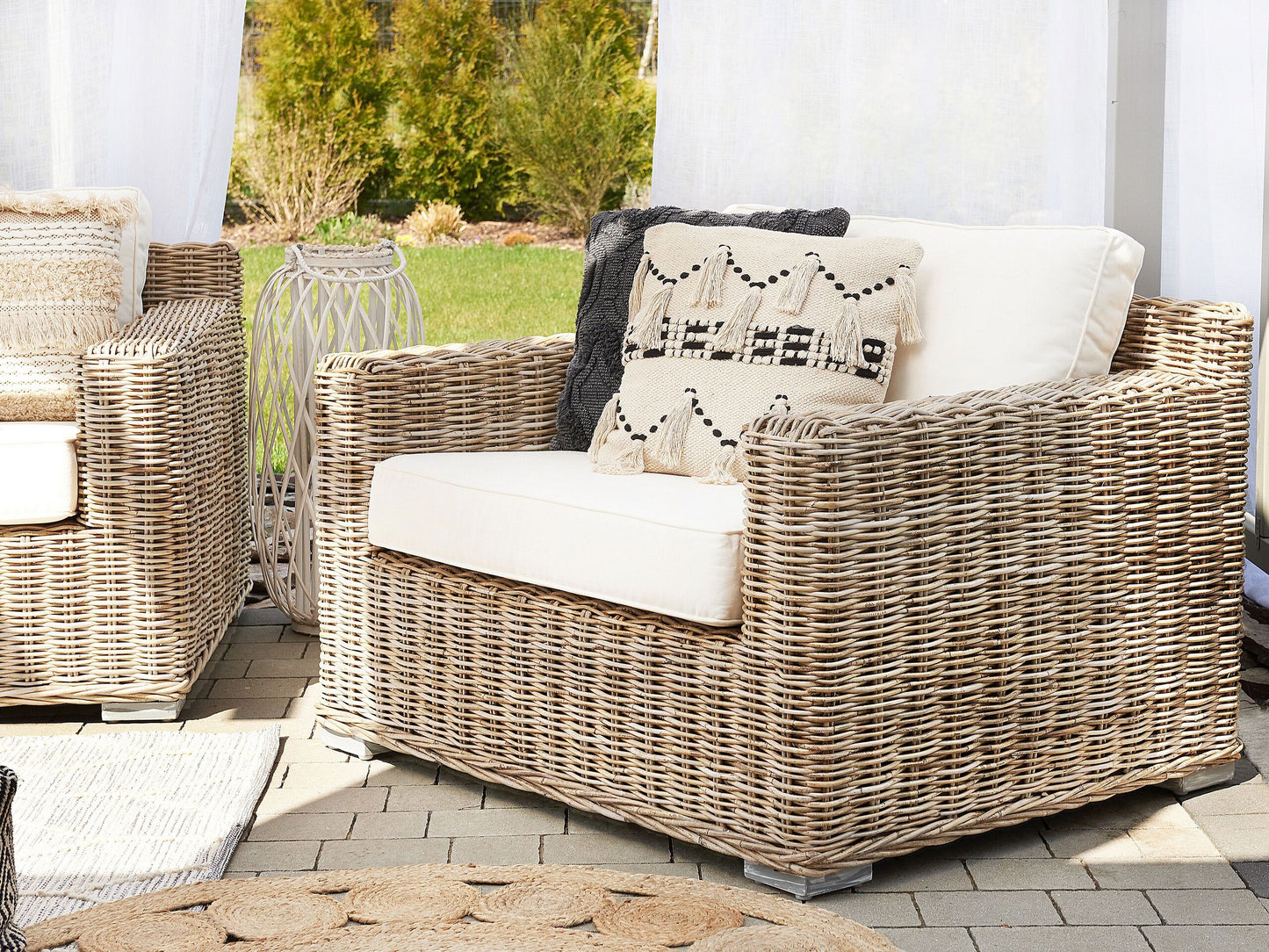 Gartensessel 2er Set ARDEA Rattan Hellbraun