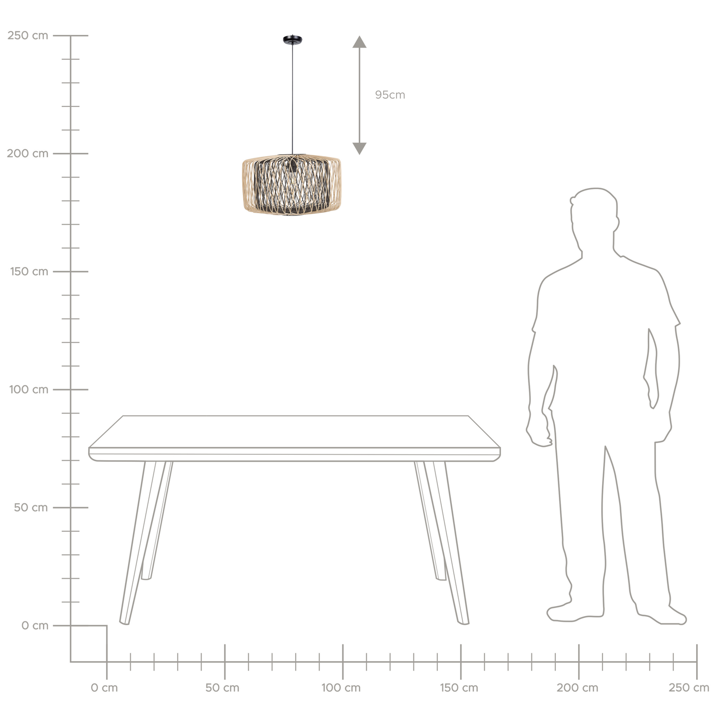 Hängelampe JAVARI Bambusholz Braun / Schwarz