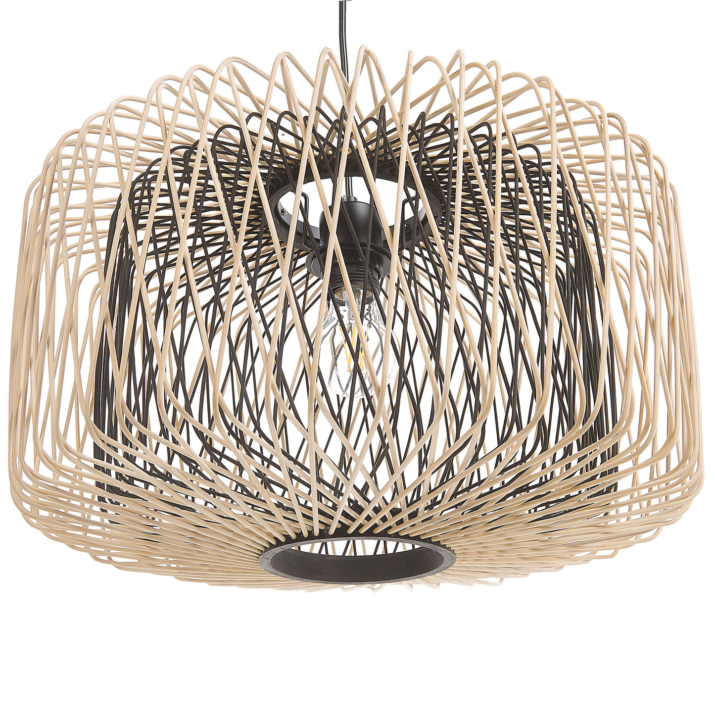 Hängelampe JAVARI Bambusholz Braun / Schwarz