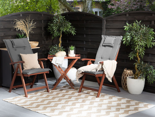 Bistro Set mit Kissen Holz Graphitgrau TOSCANA